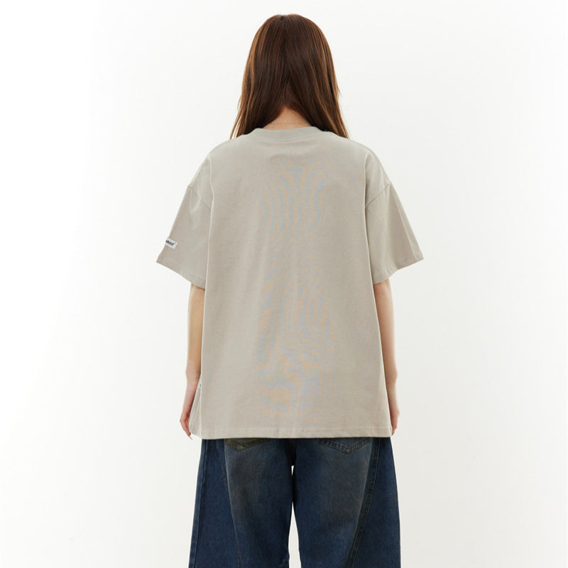 Camisas Retros Vintage OK Alphabet Short Sleeve Men's and Women's T-Shirts