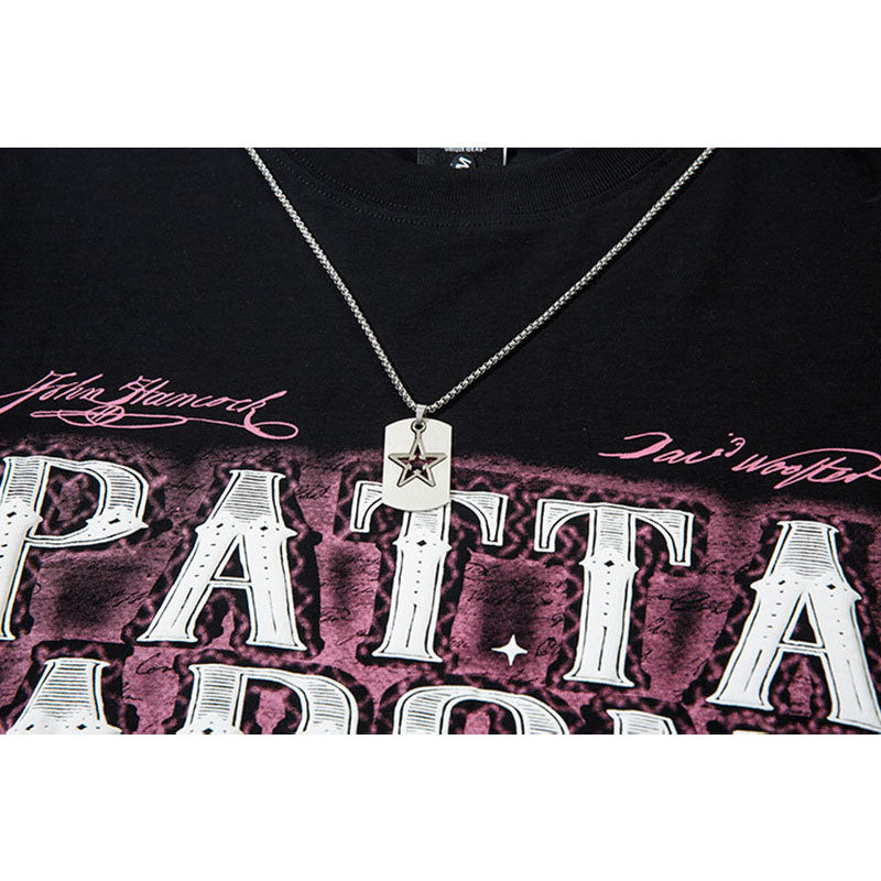 Marcas De Streetwea Letter Necklace Long Sleeve T-Shirt Spring and Autumn Oversize