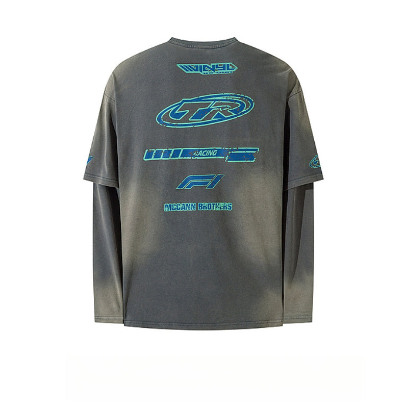 Racing oversized t shirt racing style long sleeve t-shirt