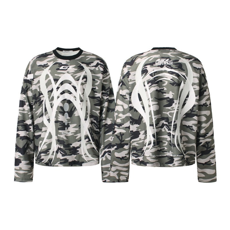 Unisex long-sleeved shirt autumretro camouflage