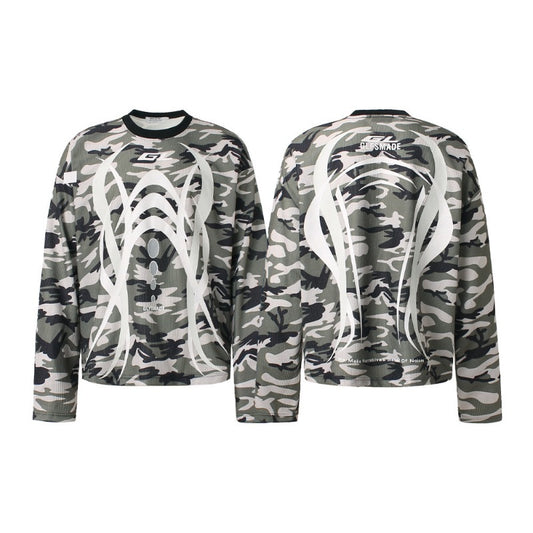 Unisex long-sleeved shirt autumretro camouflage