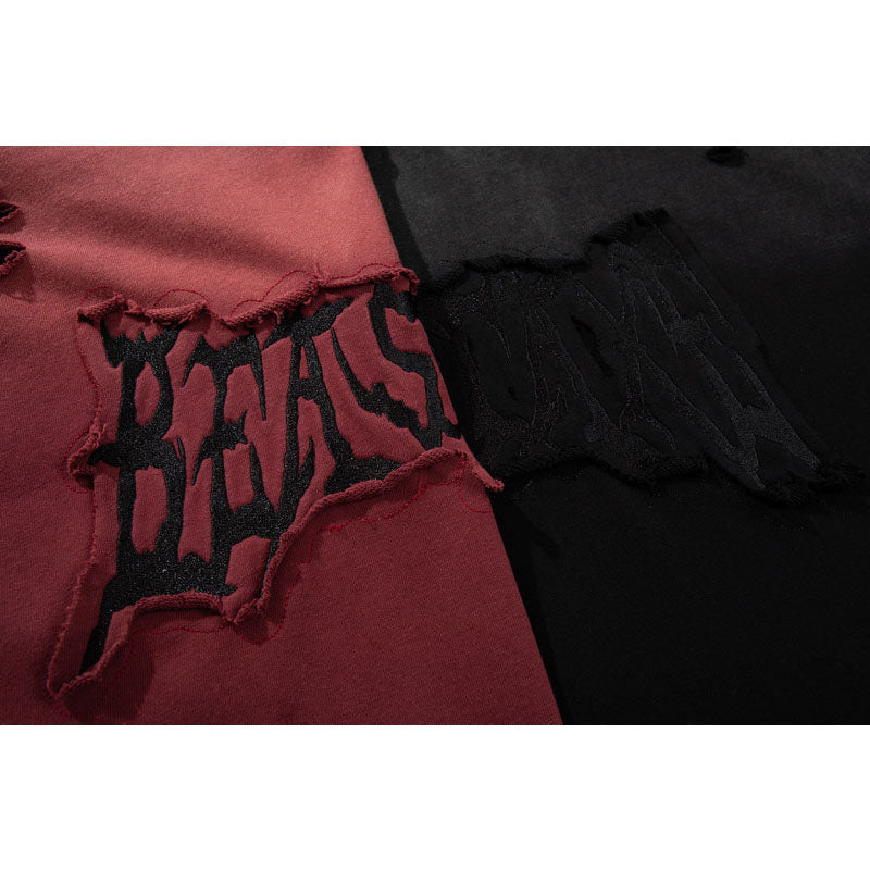 Streetwear Hoodie retro washed old gradual change hooded sweater embroidered hoodie