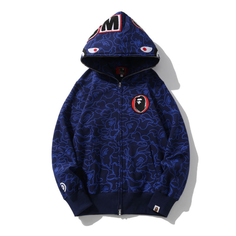 Ape Hoodie Autumn/Winter Camouflage Shark Hooded Cardigan Sweater Jacket