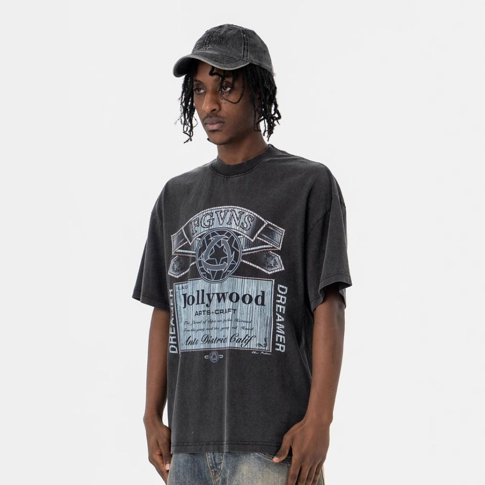 Vic Streetwear Summer Vintage Old Crew Neck Short Sleeve T-Shirt