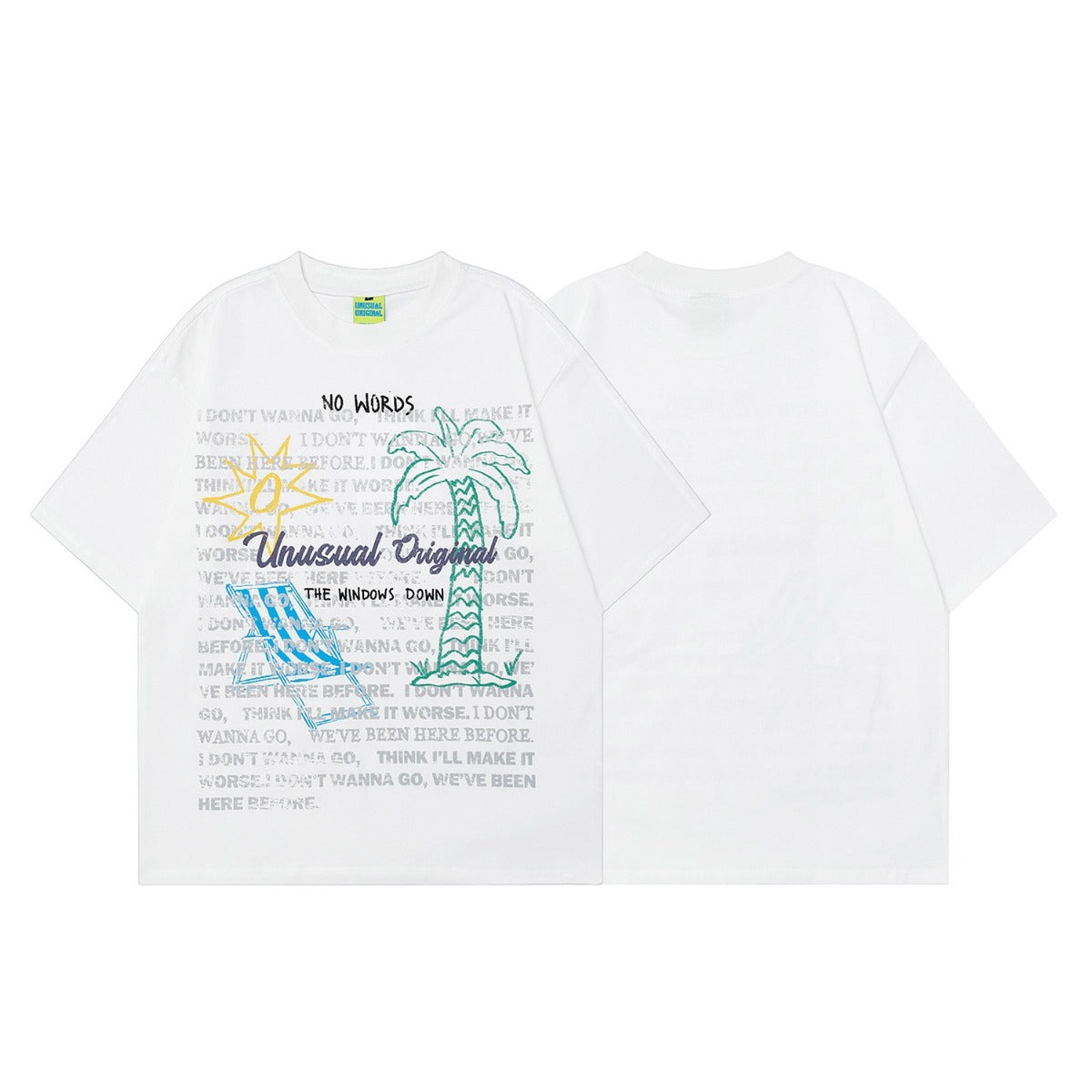 90s West Coast Hip Hop Fashion T Shirts Summer Seaside Vacation Creative Graffiti Printed Loose Short Sleeve T-Shirt