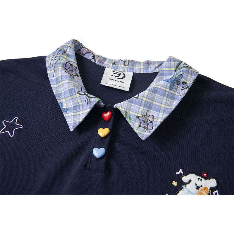 Casual Street Wear Vintage Short Sleeve T-Shirt Lapel POLO Shirt