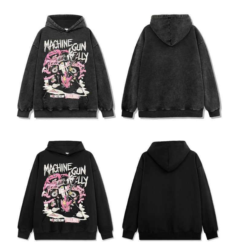 Marcas streetwear usa vintage hip hop mgk print crew neck sweater