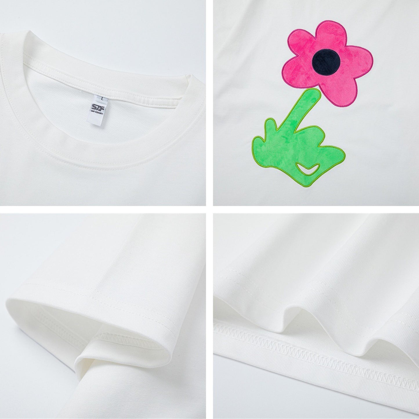 USA Vintage T-Shirt Vintage Flocking Flowers Men Summer