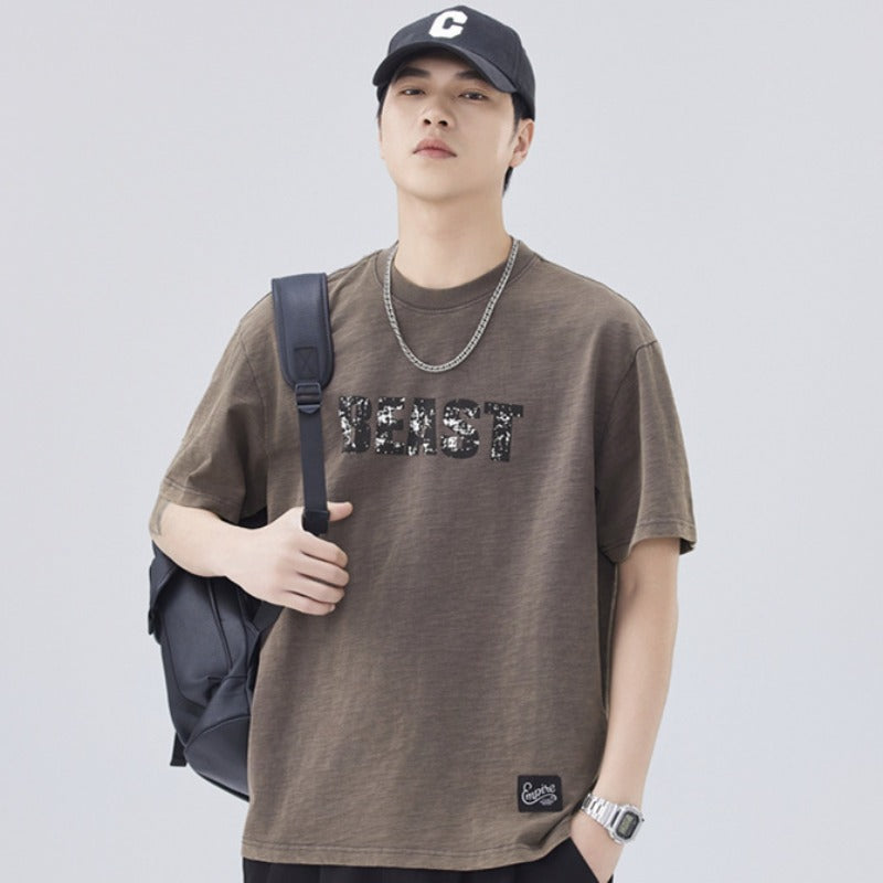 Men T-shirts Summer Short Sleeve Printed Loose Top