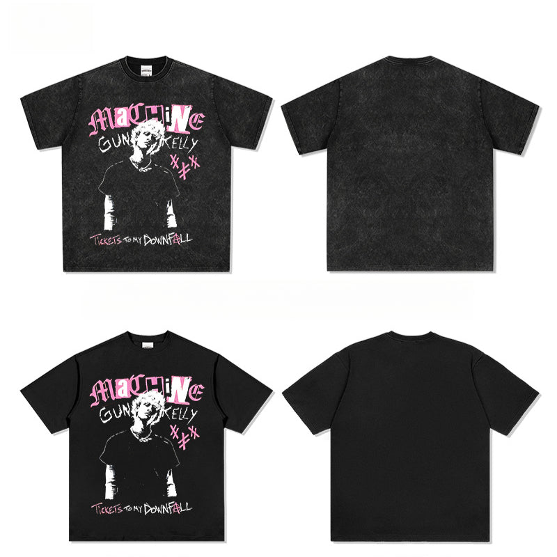 Cool t rapper vintage hip hop mgk print short sleeve t-shirt