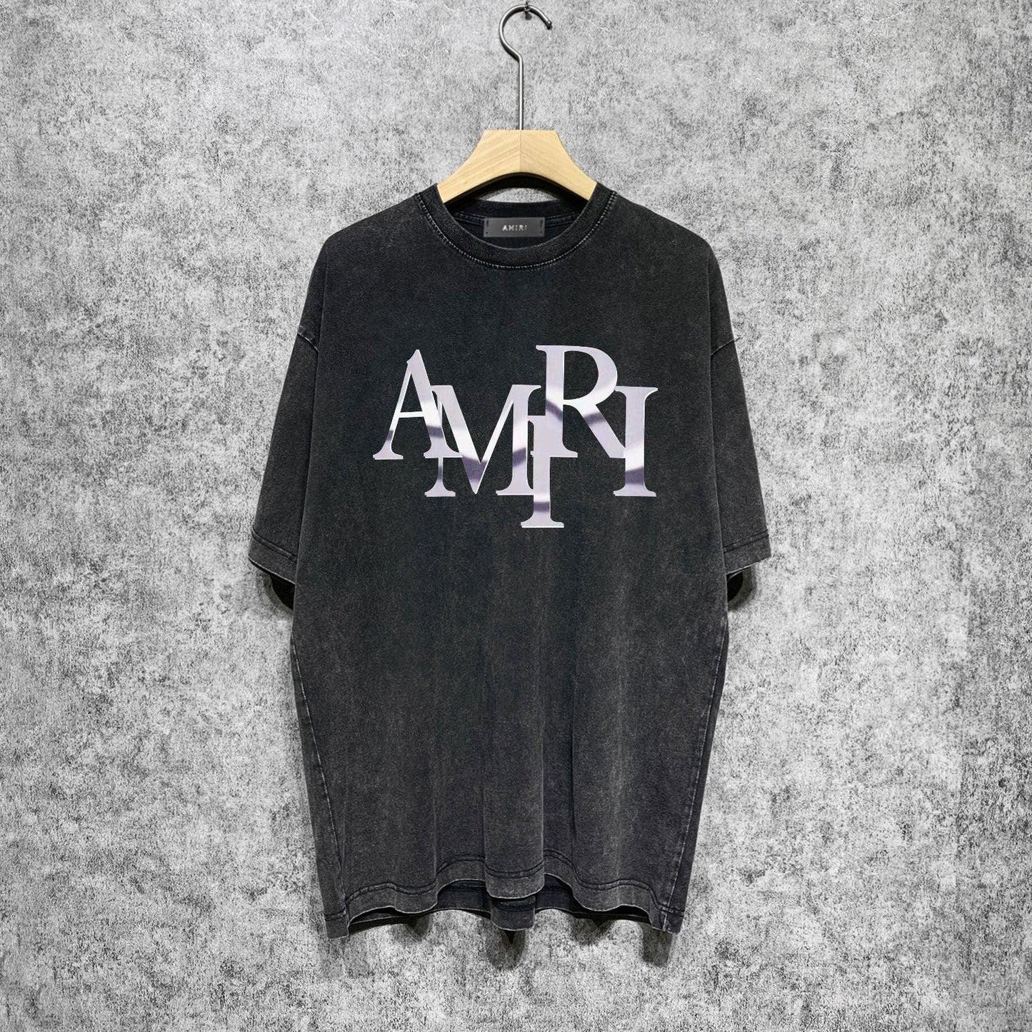 Amiri washed t-shirt metallic luster letter short sleeves