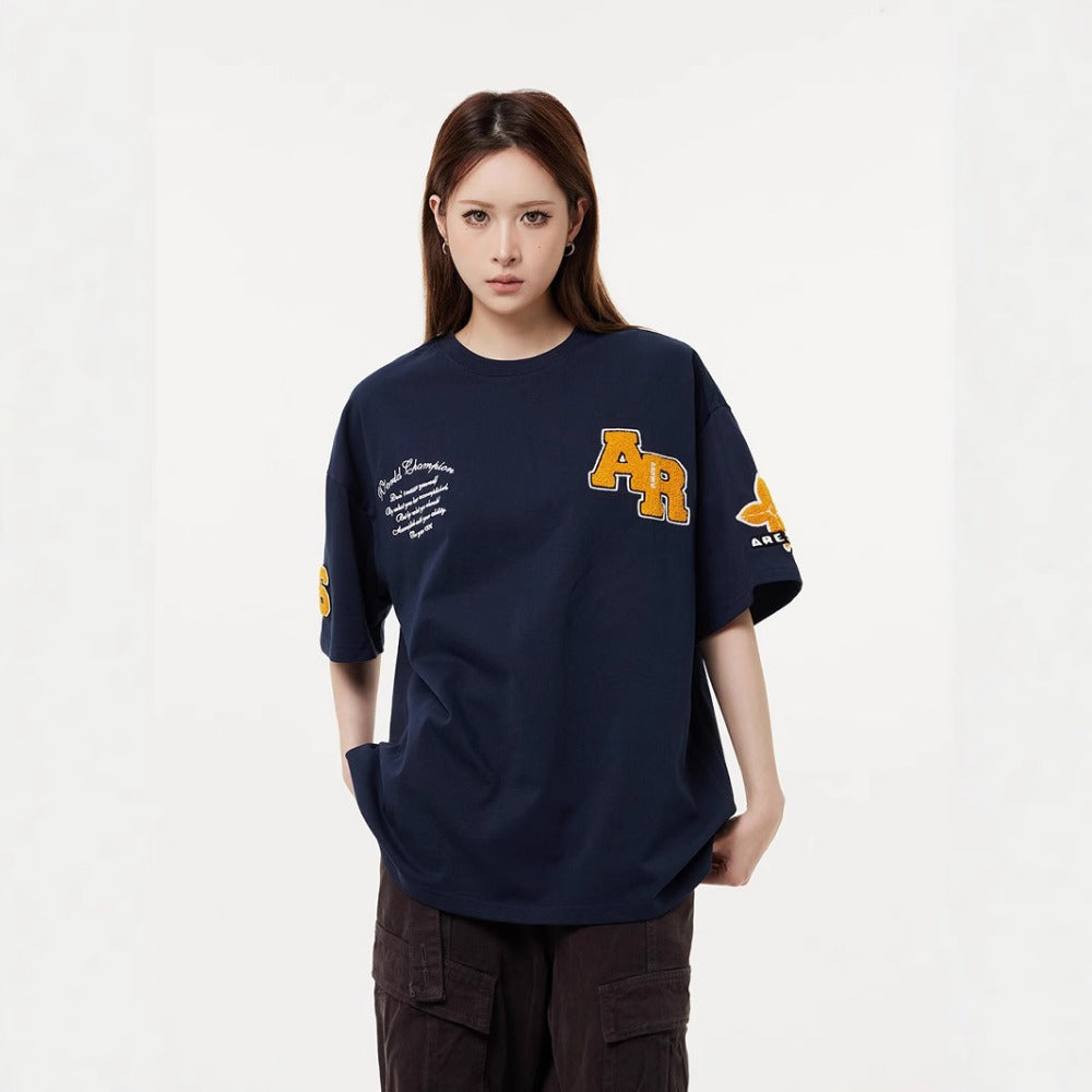 Nostalgia T-Shirts Embroidered Short Sleeve T-Shirt Summer Loose Top