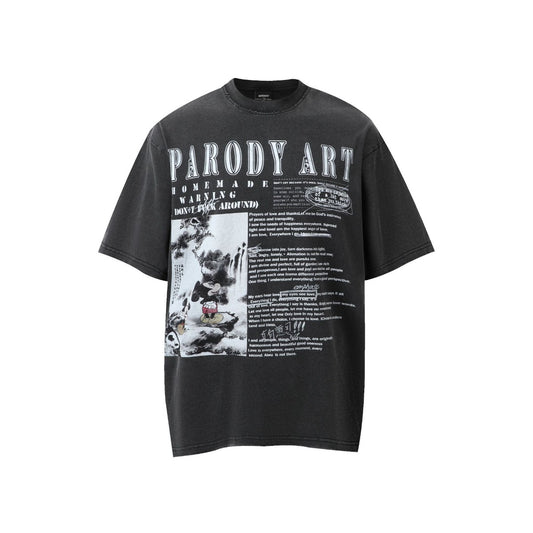 1990 Fashion T-Shirt Loose retro washed old cartoon print short sleeve t