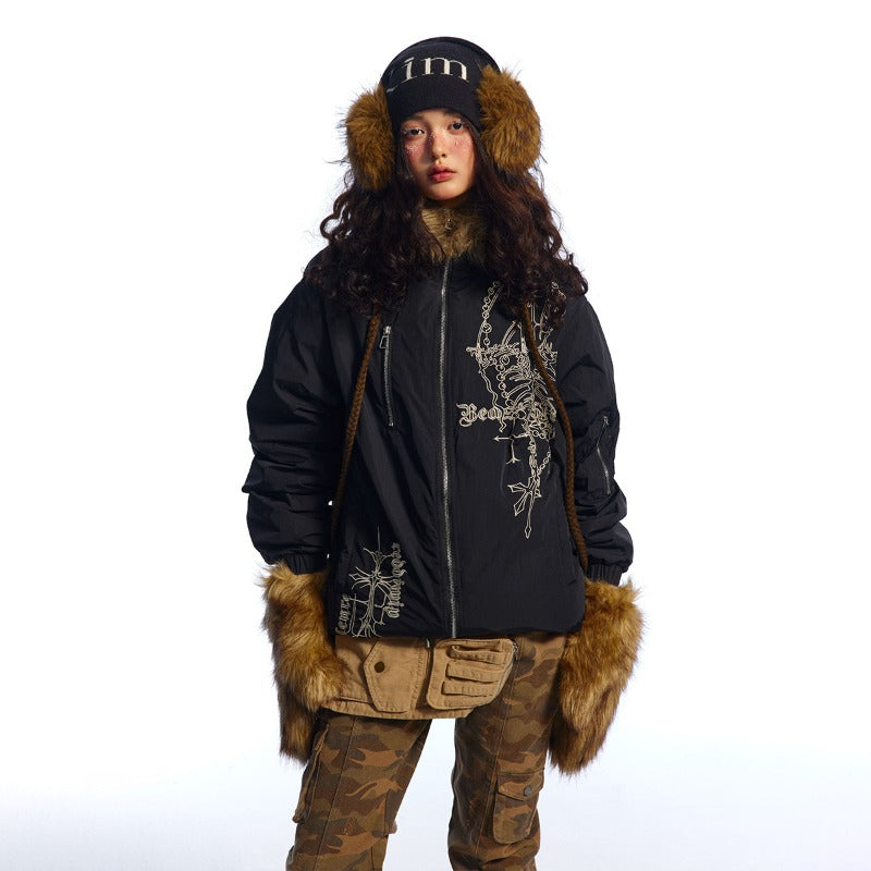 Unisex Down Jacket Men's Winter Fur Collar Jacket