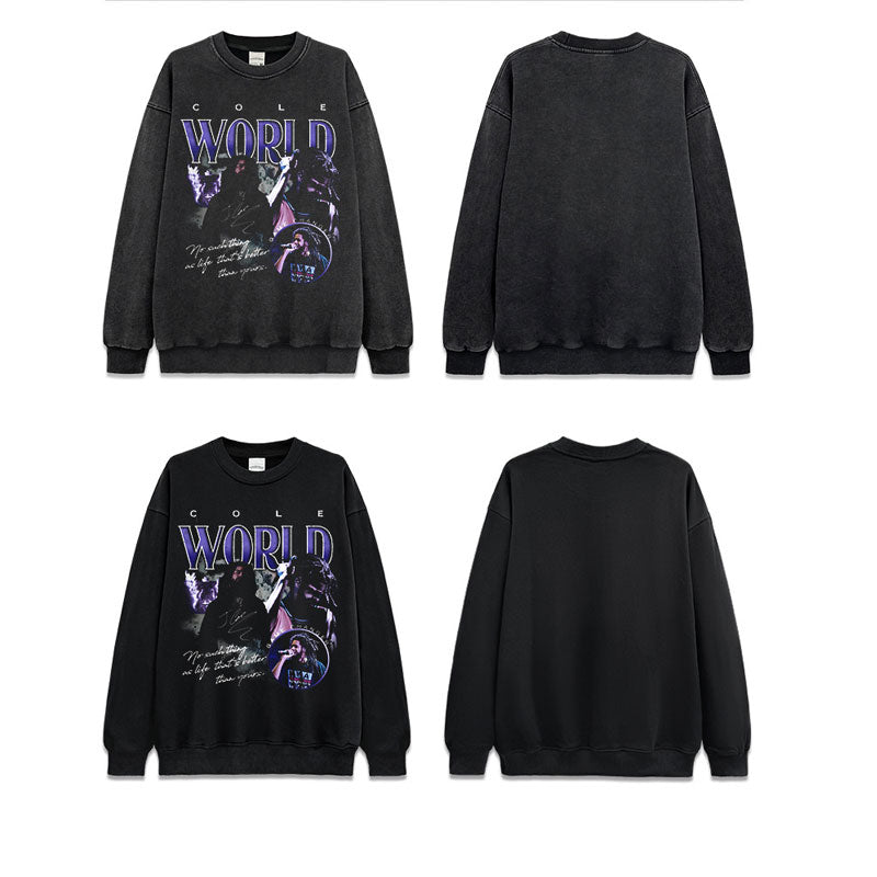 Marcas streetwear usa vintage J Cole print crew neck sweater