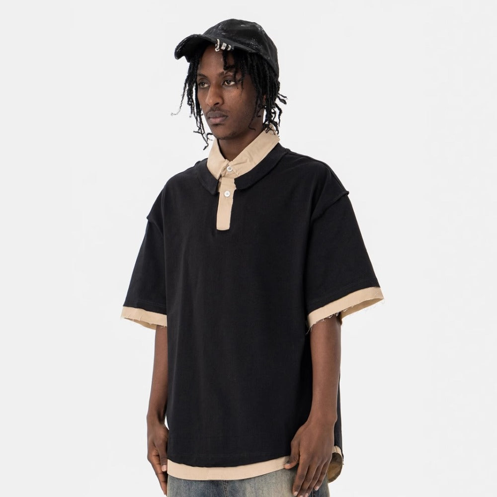 Vintage College Shirts Spring/Summer, Lapel Short Sleeve T-Shirts