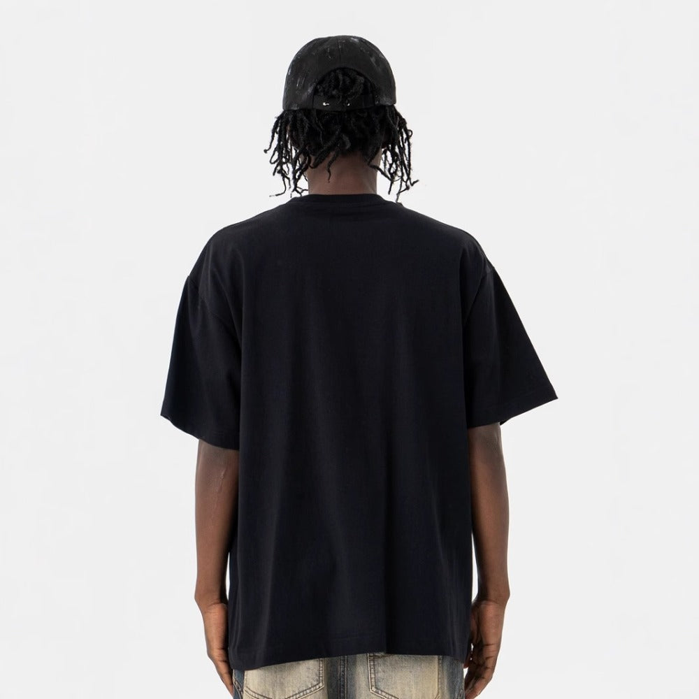 Vic Streetwear Summer Portrait Print Crew Neck Short Sleeve T-Shirt