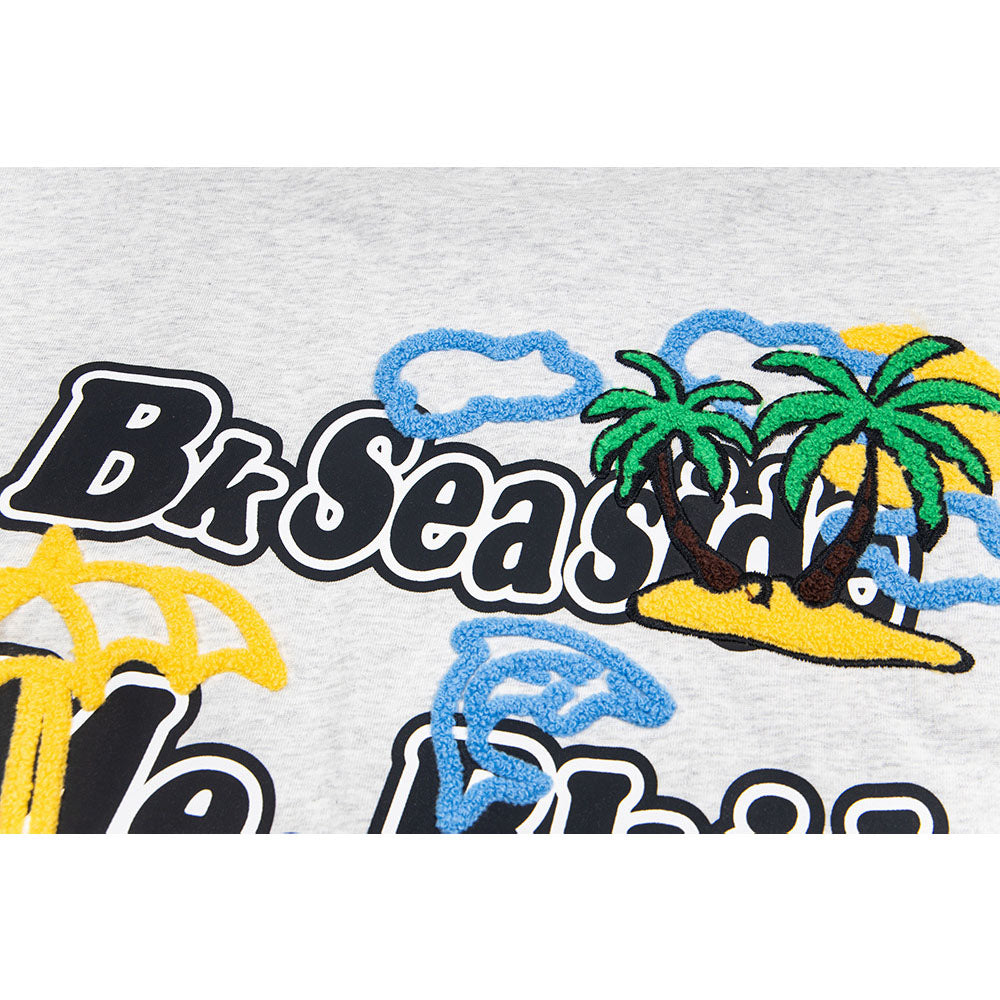 Hip Hop Clothes New York Vintage Alphabet Coconut Embroidered Short Sleeve T-Shirt
