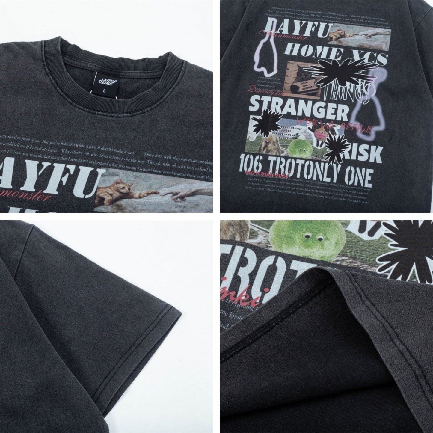 Distorted vintage short sleeve t-shirt summer oversize casual top