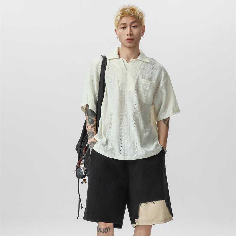 Hip Hop Shirts For Boys Summer, Lapel Short Sleeve POLO Shirt Casual Top