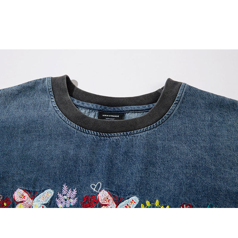 Marcas De Streetwear Denim Long Sleeve T-Shirt Vintage Top