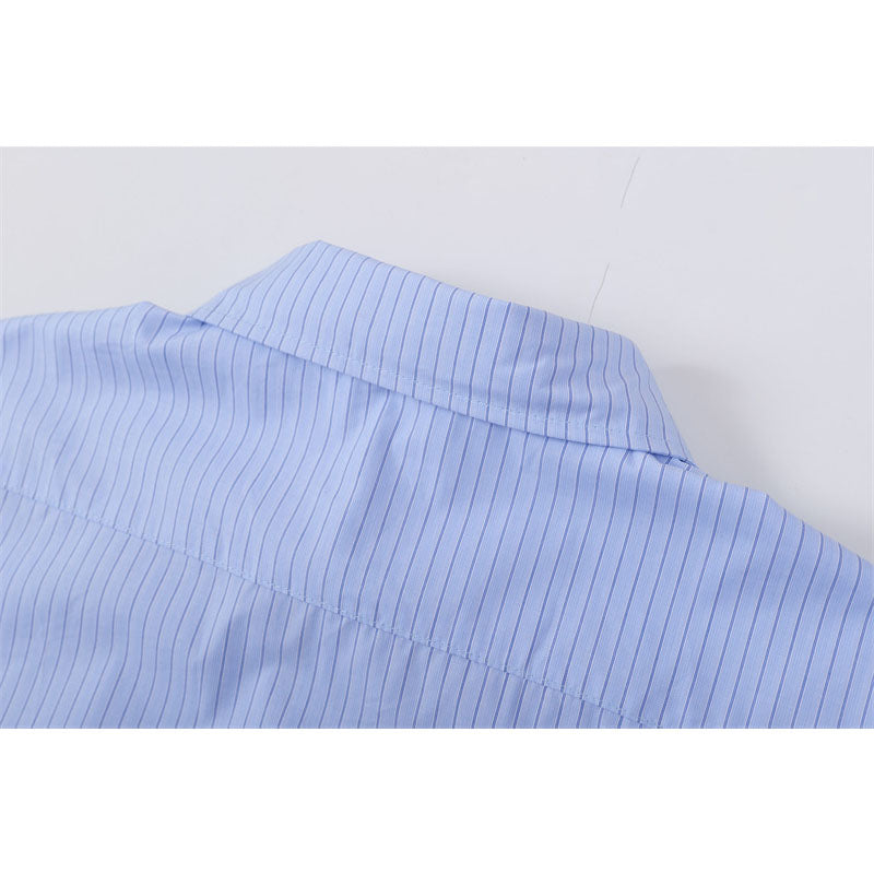 Casual Street Wear Vertical Striped Short Sleeve Shirt Summer Loose Casual Shirt