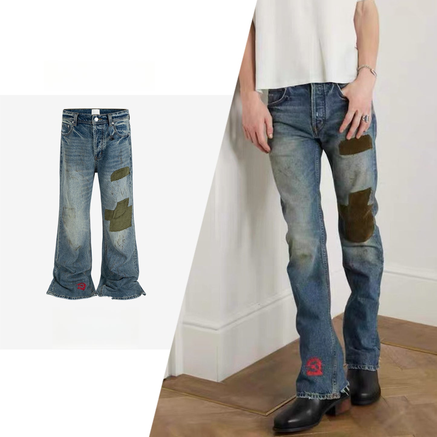 Rock Revival Jeans Embroidered Jeans Washed Old Trousers