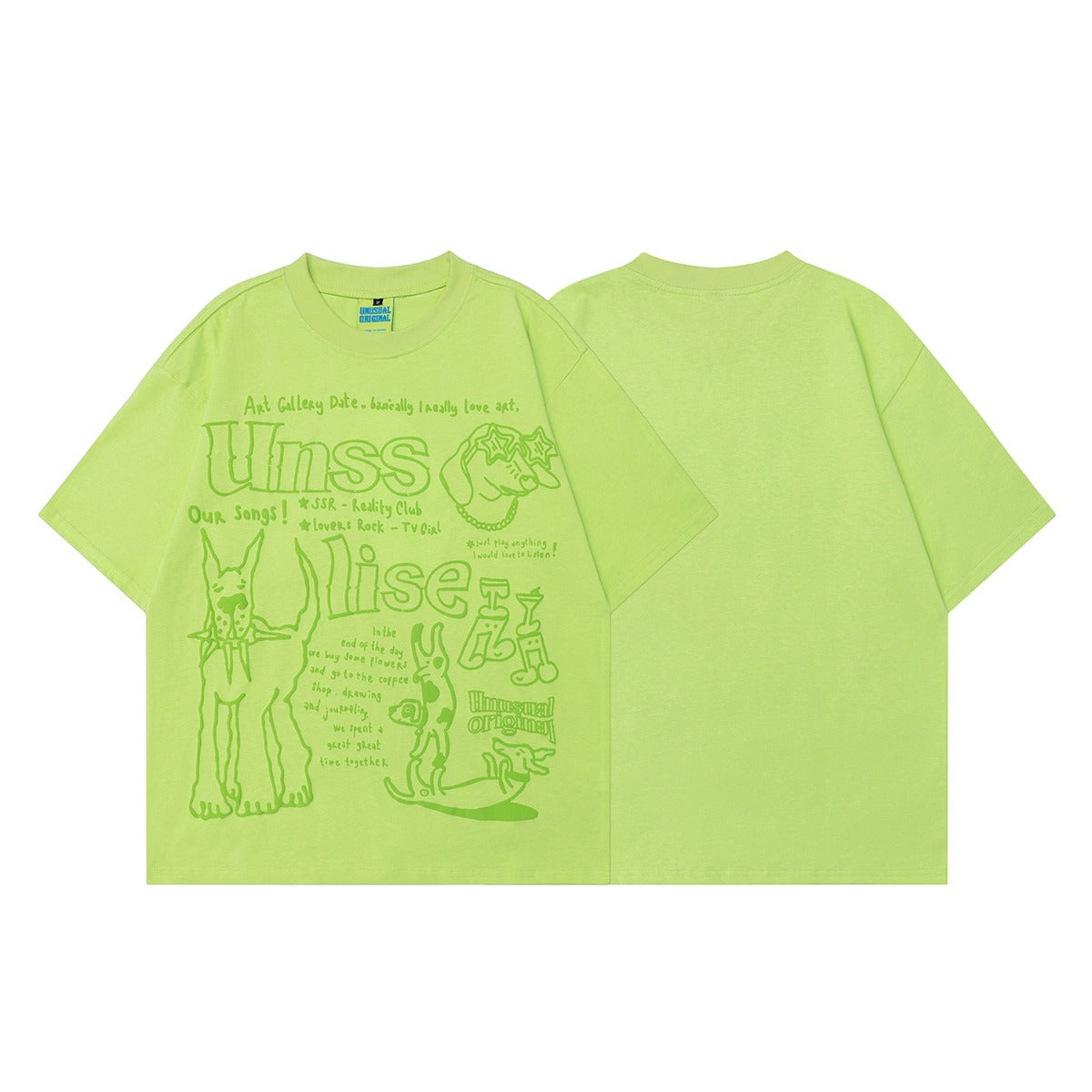 90s West Coast Hip Hop Fashion T Shirts Fun Graffiti Foam Puppy Short Sleeve T-Shirt