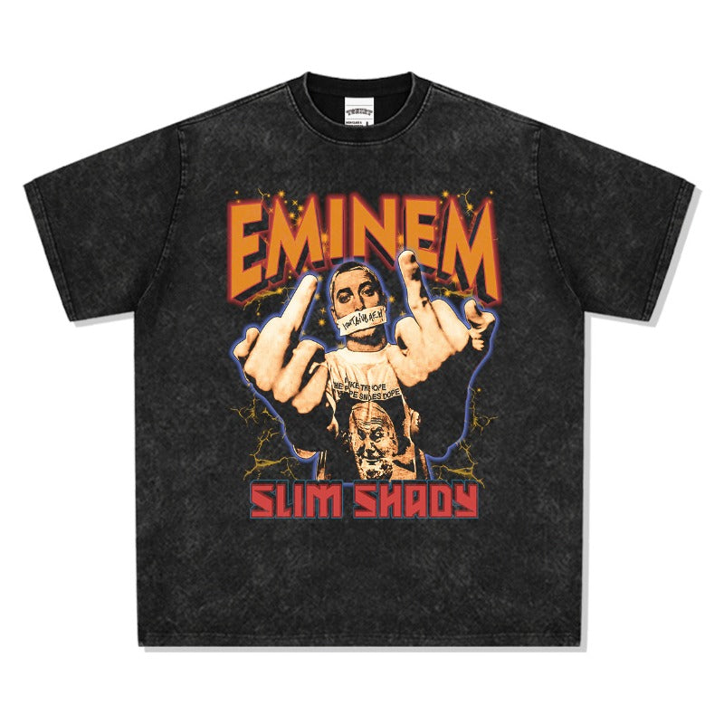 New york hip hop shop vintage hip hop Eminem print short sleeve t-shirt
