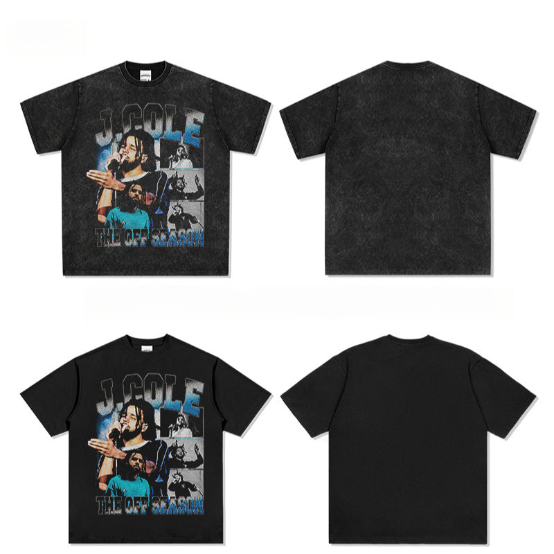 Outfit streetwear vintage hip hop J Cole JCole print short sleeve t-shirt