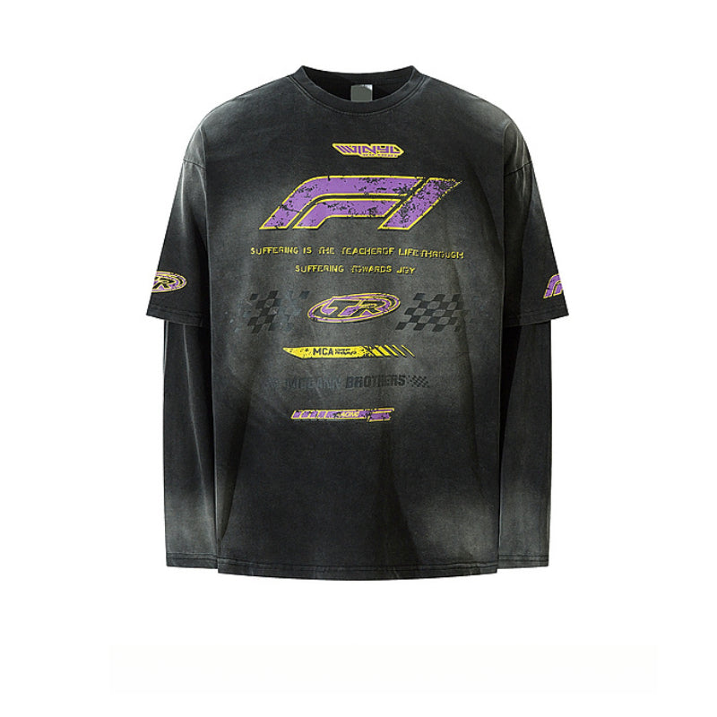 Racing oversized t shirt racing style long sleeve t-shirt