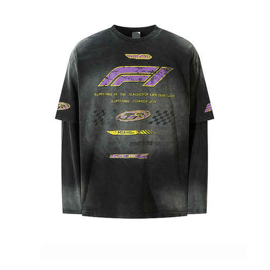Racing oversized t shirt racing style long sleeve t-shirt