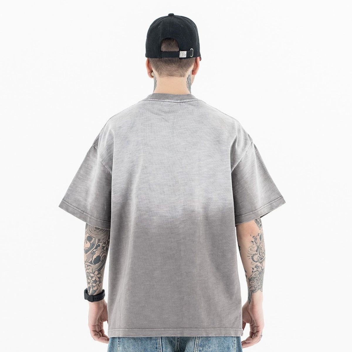 Vintage College Shirts Summer gradual change letter print short sleeve T-shirt