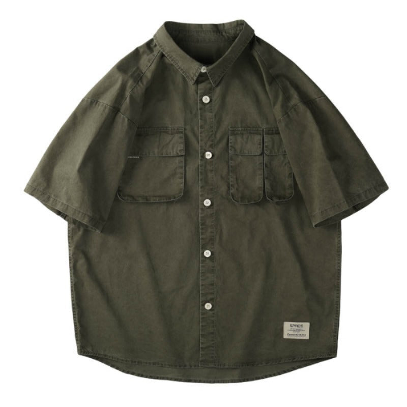 Men T-shirts Vintage Short Sleeve Summer Loose Shirt