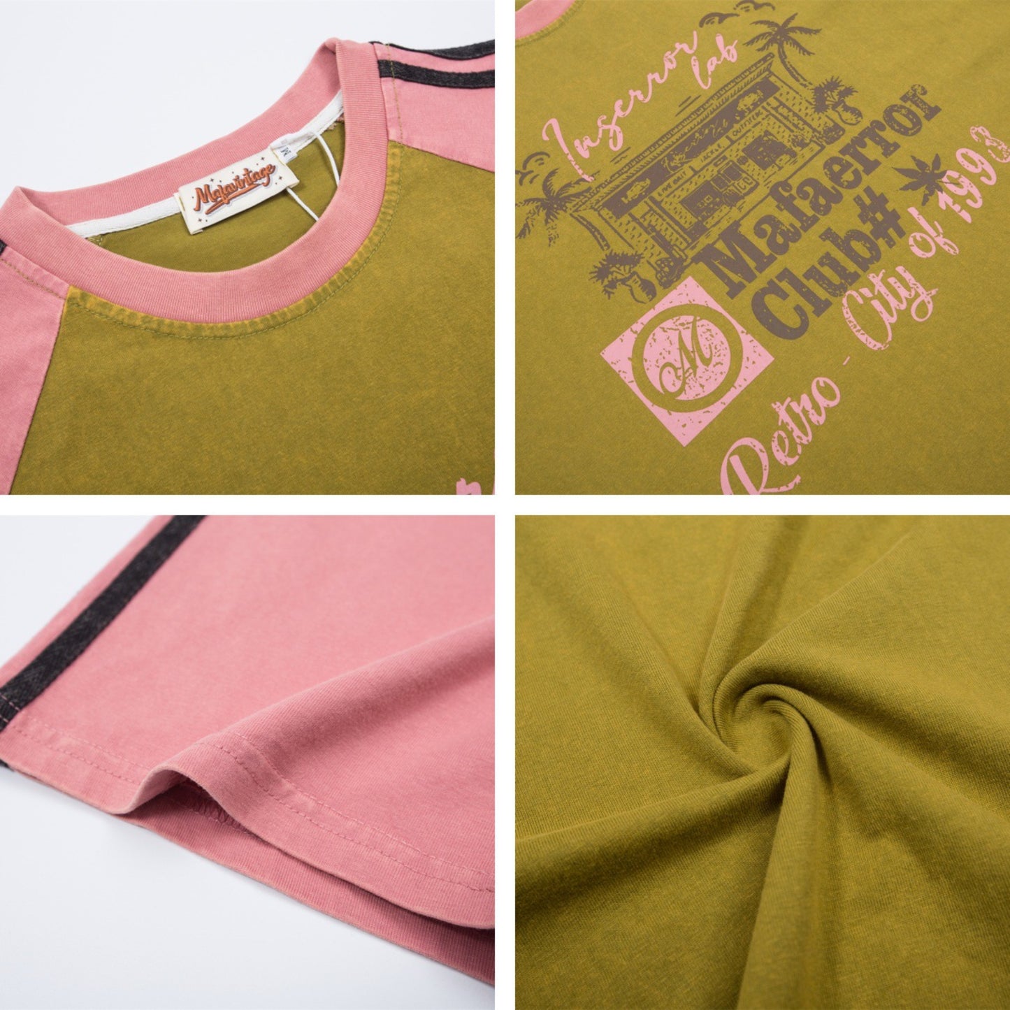 Vintage tarz t shirt vintage alphabet print short sleeve t-shirt