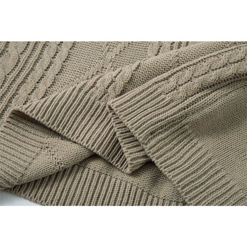 Casual Street Wear Vintage V-Neck Knitted Polo Shirt Short Lapel T-Shirt