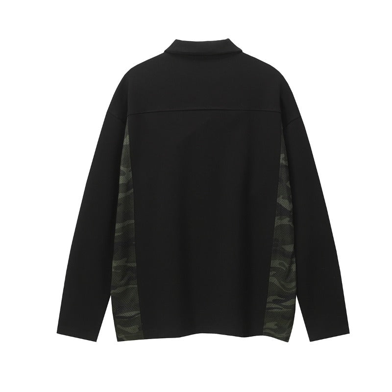 Unisex long-sleeved shirt autum camouflage patchworkpolo shirt