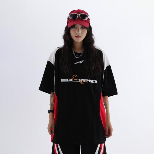 Racing oversized t shirt retro locomotive style t-shirt racing suit sweatshirt short sleeve t-shirt