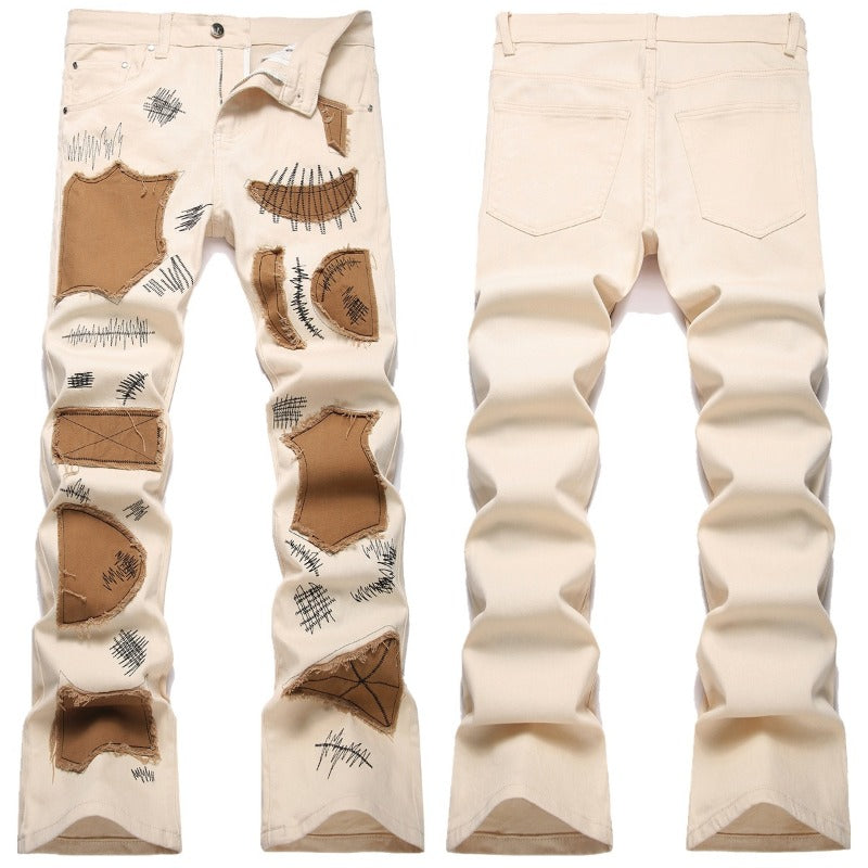 1990 Fashion Jeans Embroidered Denim Trousers