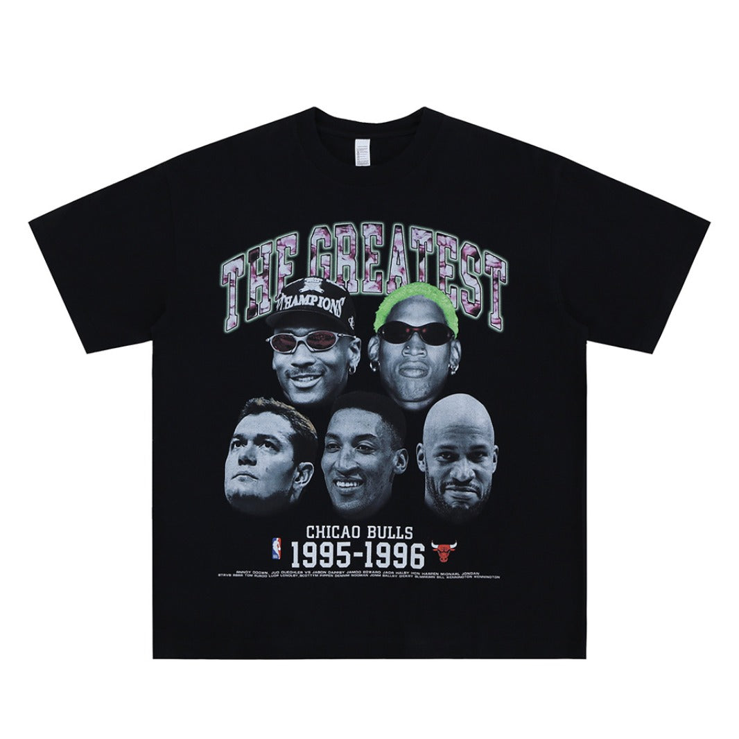Vintage 90s Hip Hop Clothing Vintage Short Sleeve Summer Portrait Letter Print Loose T-Shirt