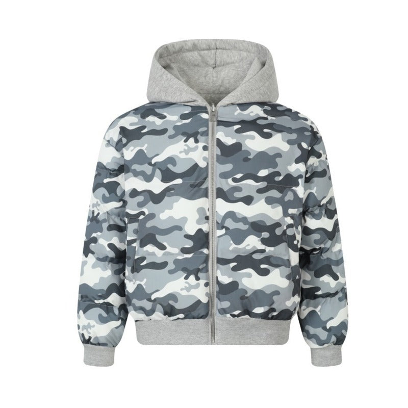 Unisex Down Jacket Winter Hooded Sweater Double-Sided Padded Jacket Men