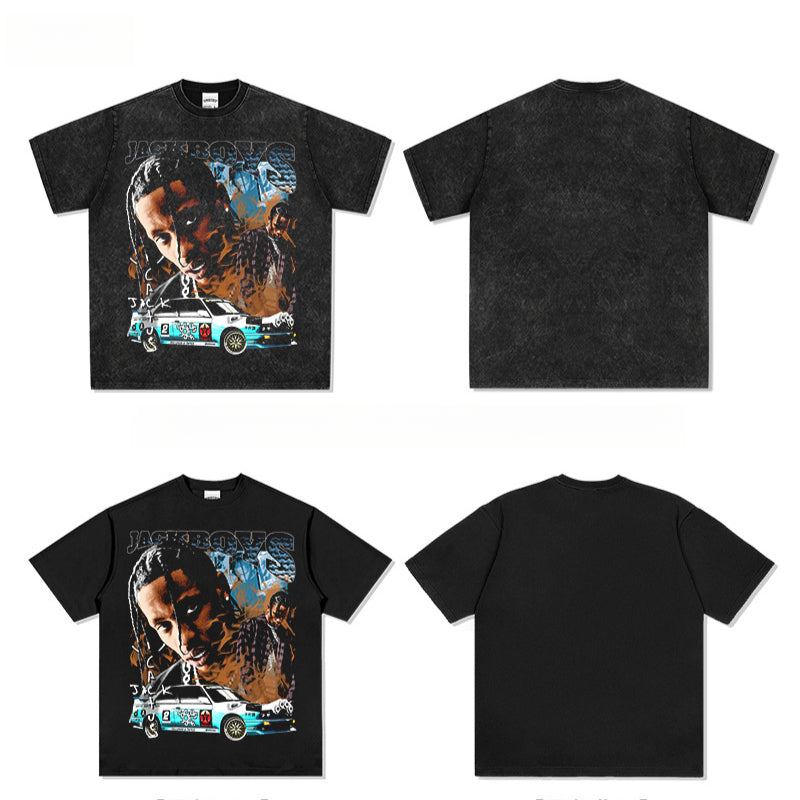 Cool t rapper vintage hip hop travis scott print short sleeve t-shirt