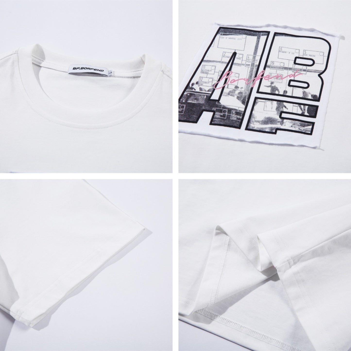 Distorted vintage letter embroidered short-sleeved t-shirt