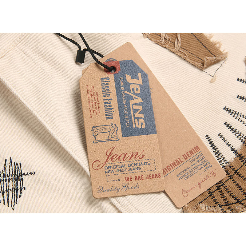 1990 Fashion Jeans Embroidered Denim Trousers