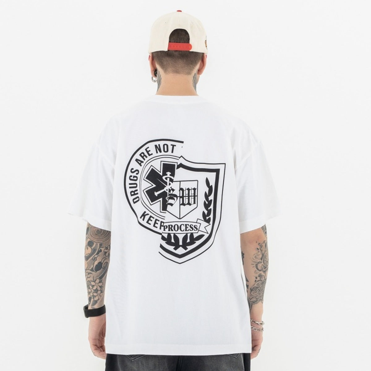 Vic Streetwear Summer Letter Print Loose Casual Short Sleeve T-Shirt