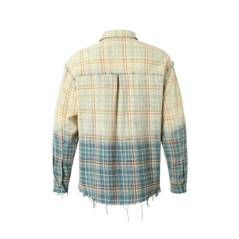 Unisex long-sleeved shirt autumretroplaidshirt