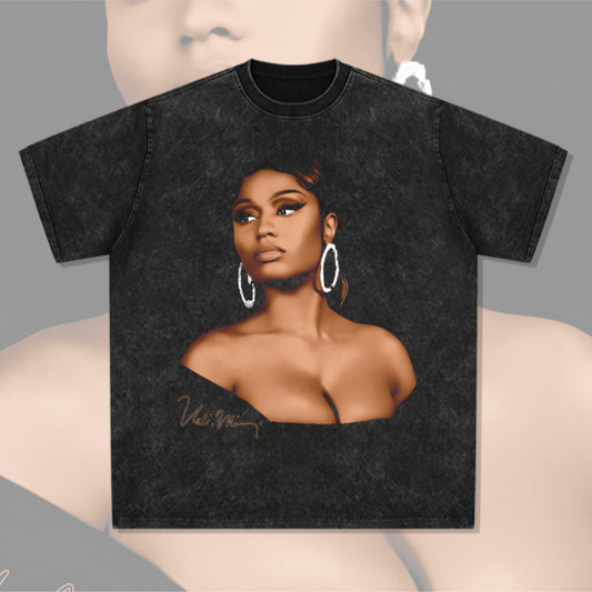 Cool t rapper vintage hip hop mina nicki minaj print short sleeve t-shirt