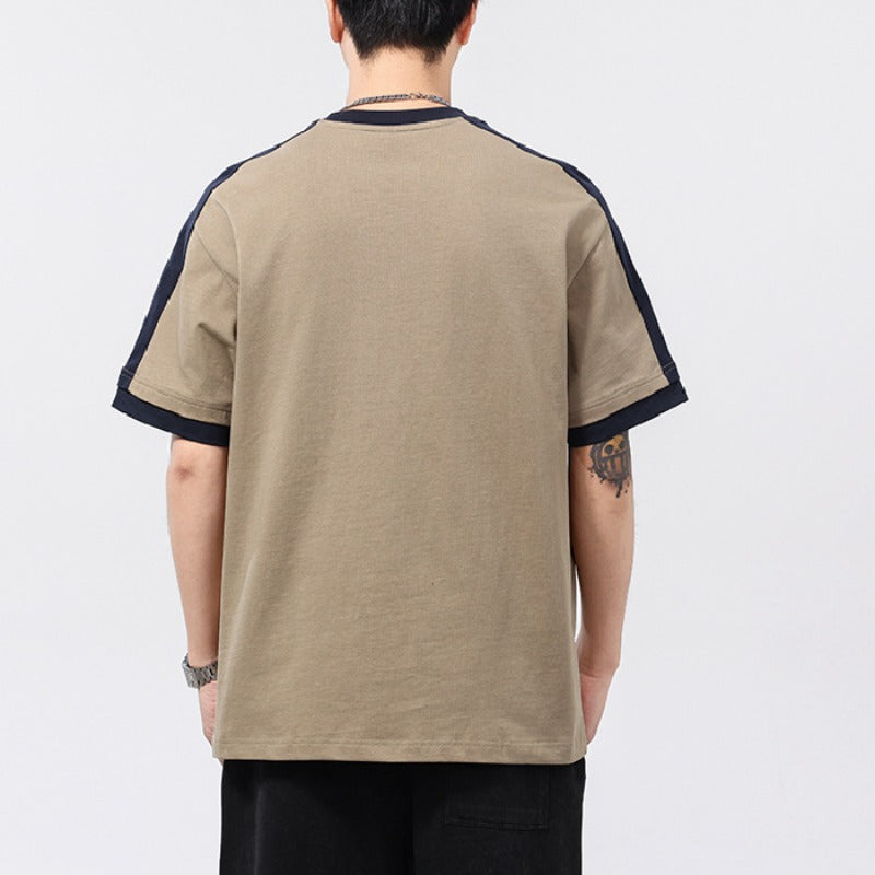 Men T-shirts Vintage Short Sleeve Summer Embroidered Loose Top