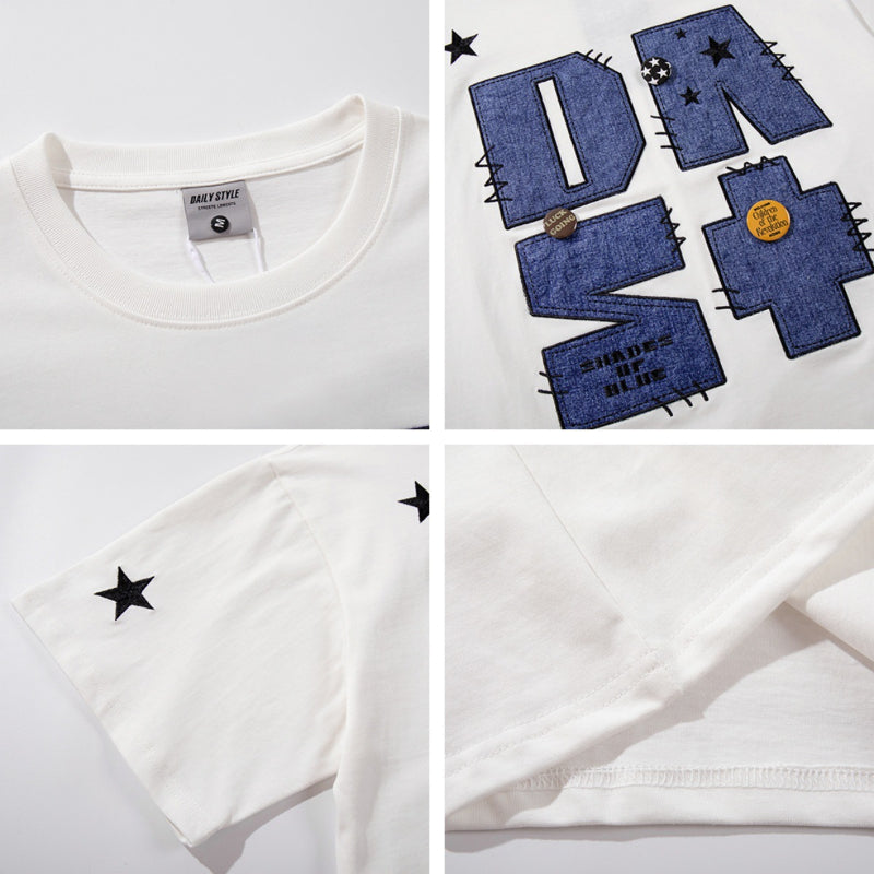 Nyc T Shirt Retro Denim Short Sleeve T-Shirt Men's Summer Oversize Casual Top