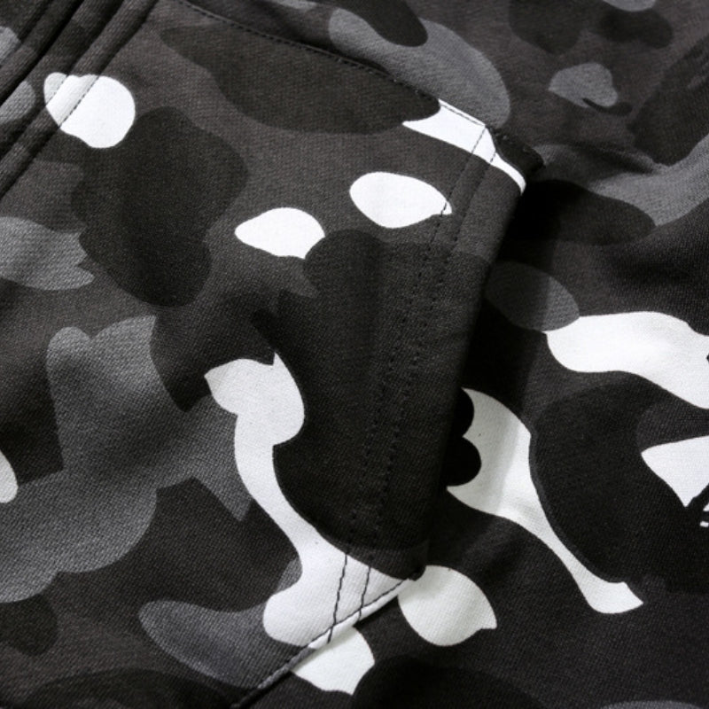 Ape Hoodie Luminous Camouflage Spotted Shark Double Hooded Zip Sweater
